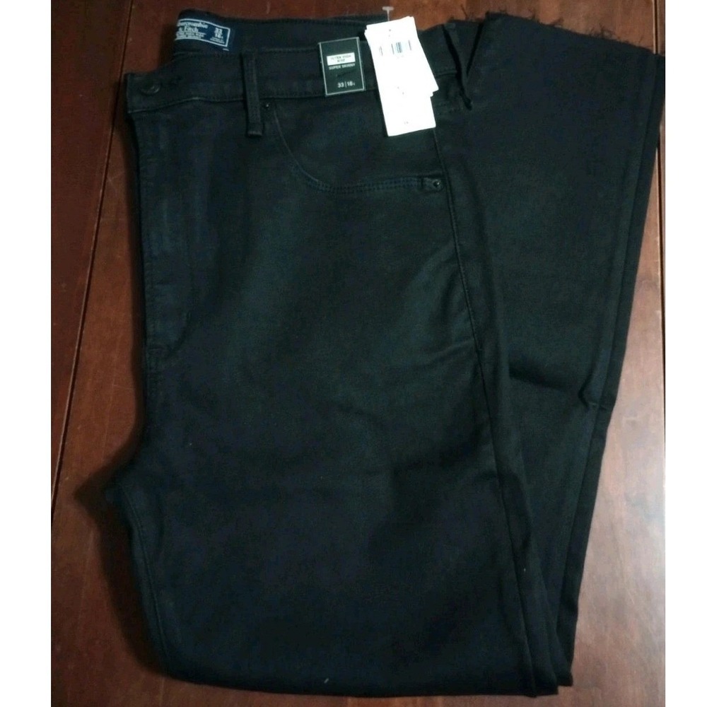 Abercrombie & Fitch Ultra High Rise Super Skinny Black Distressed Jeans 33 16S